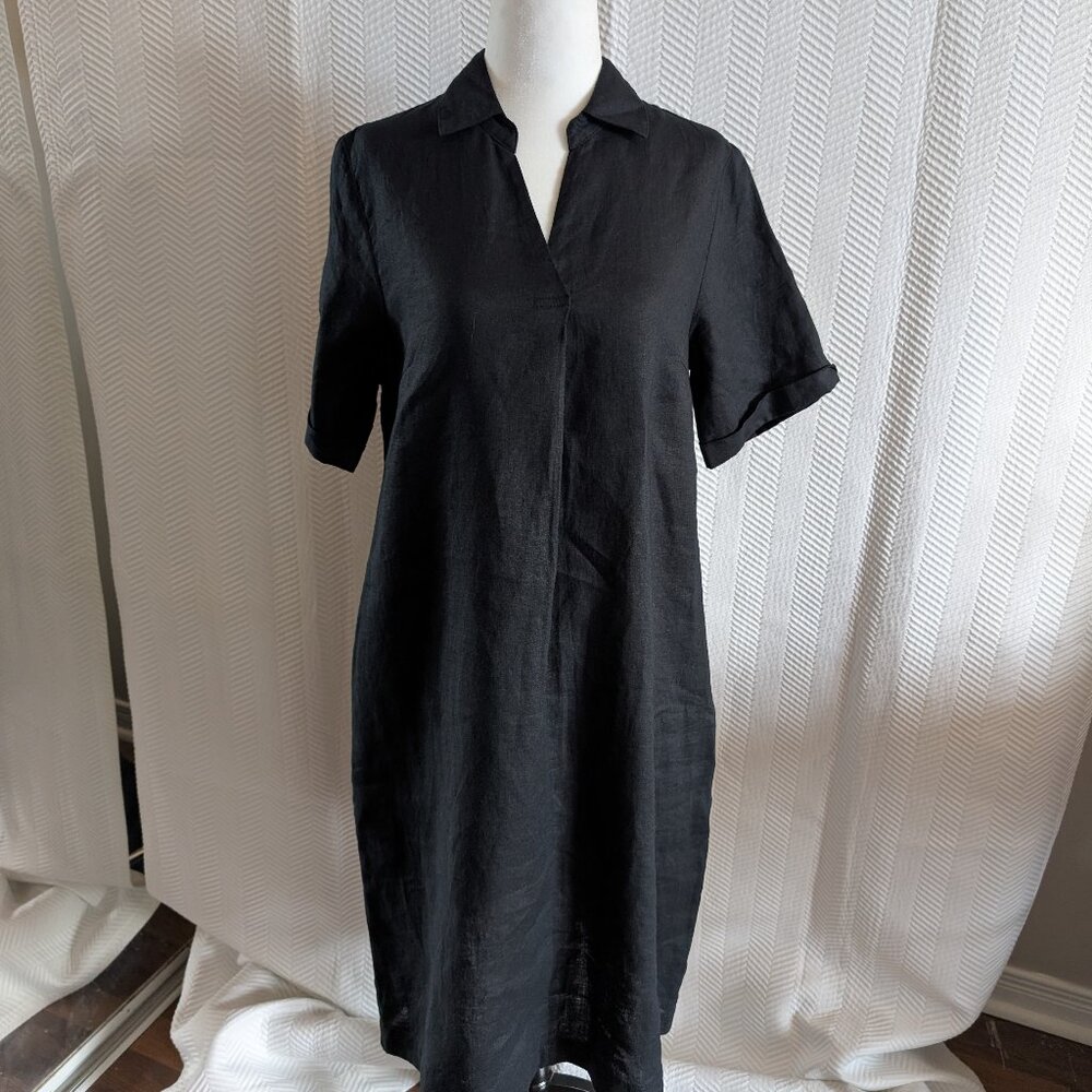 Olsen Pure Linen Safari Allure Dress Black Size XS US 4 Minimalist NWT Resort